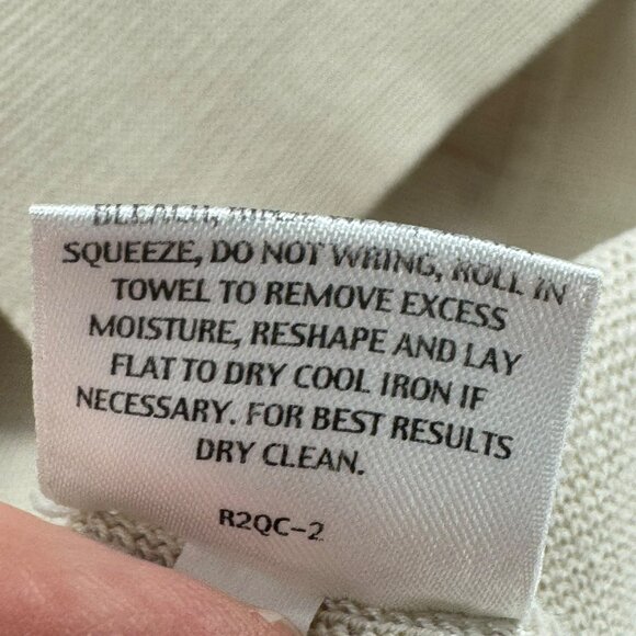 Eileen Fisher Cream Button Front Cardigan Womens L Silk-Cotton Blend Long Sleeve - Picture 5 of 7